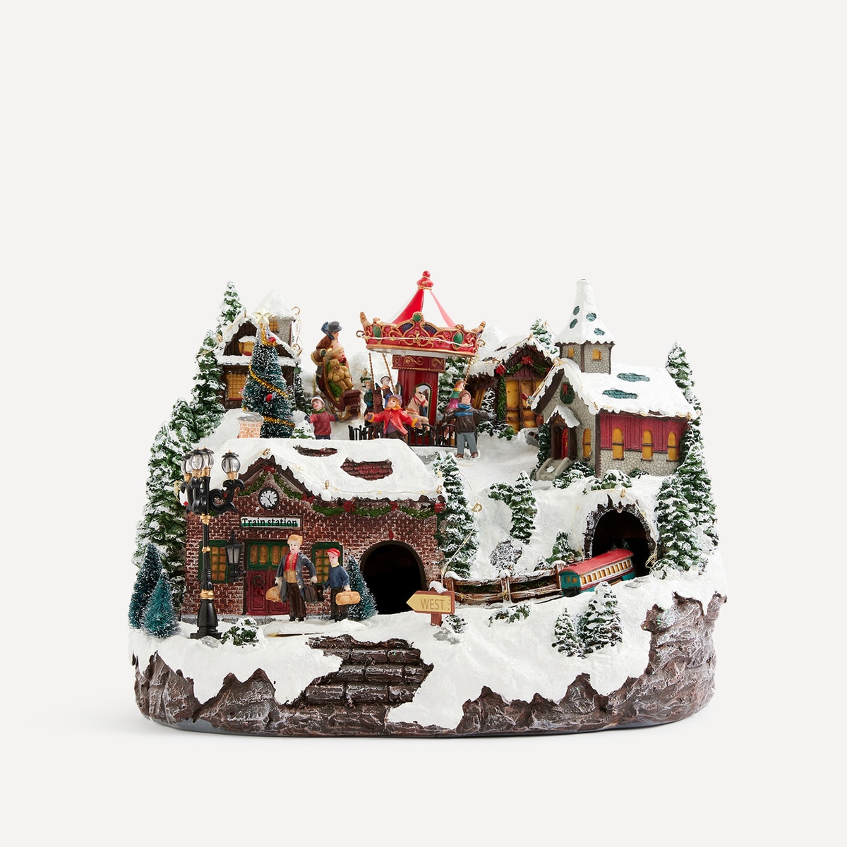 Aldeia com Carrossel com 83 Luzes LED e Música Presépio Americano Multicolor-3