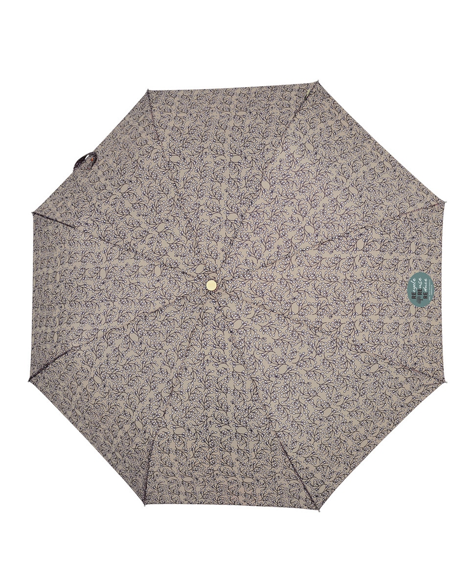 Guarda-Chuva Dobrável Manual Estampado - Castanho Cinzento-5