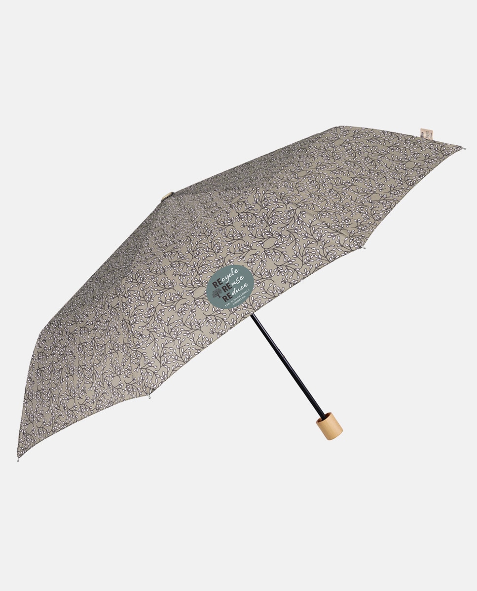 Guarda-Chuva Dobrável Manual Estampado - Castanho Cinzento-1