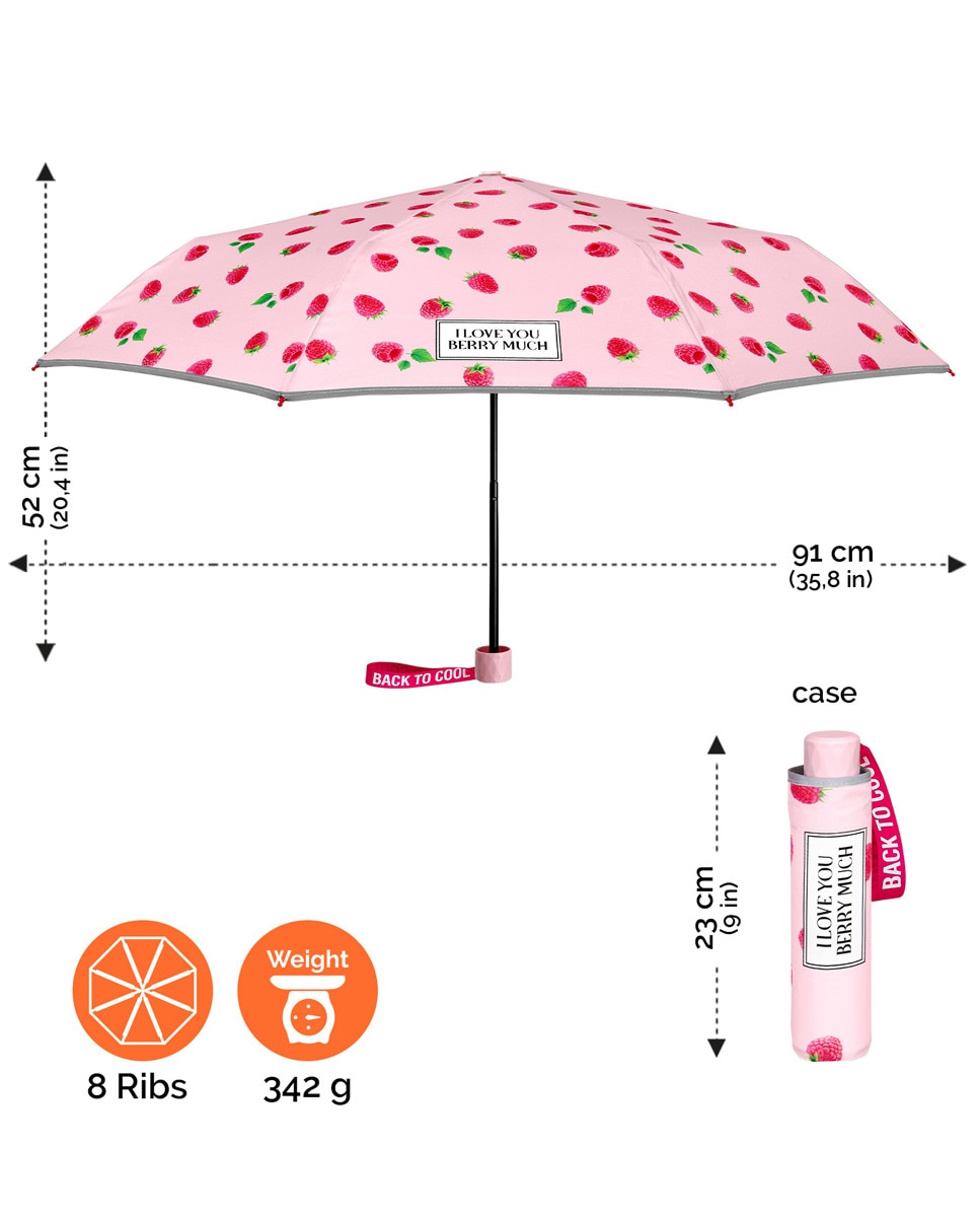 Guarda-Chuva Infantil Dobrável com Morangos - Rosa Rosa-5
