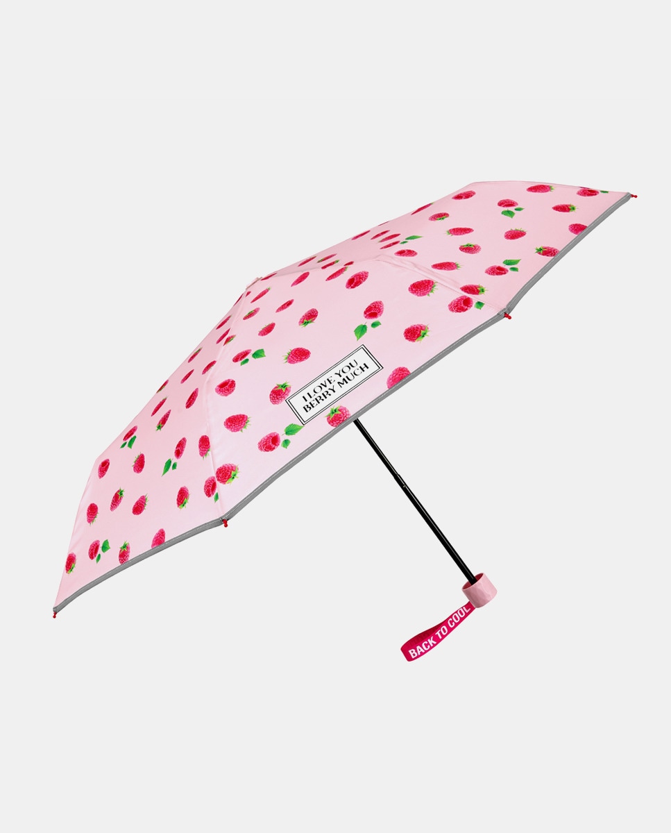 Guarda-Chuva Infantil Dobrável com Morangos - Rosa Rosa-1