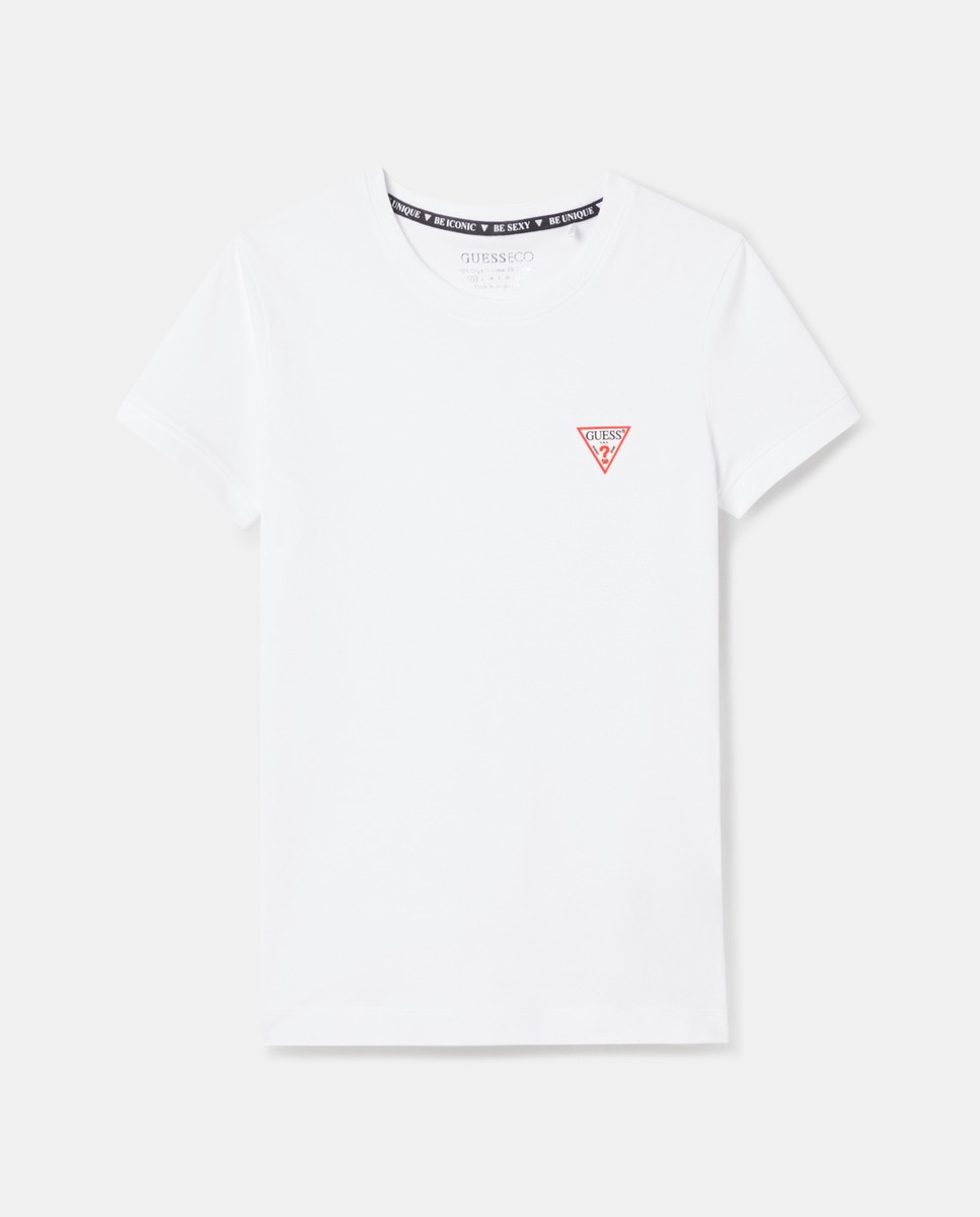 Camiseta de mujer logo mini cuello redondo - Guess - Blanco Blanco-4