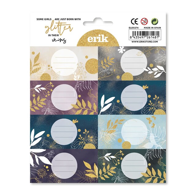 Imagen 0 de Pack 16 Etiquetas Adhesivas 8x4 Glitter Grupo Erik Editores Dorado