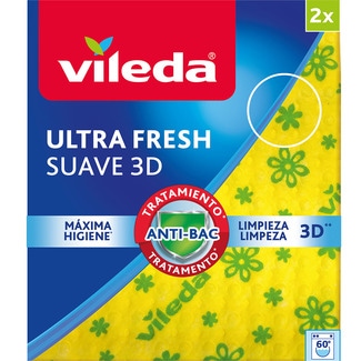 bayeta antibacterias Ultra Fresh Suave 3D tratamiento anti-bacteriano paquete 2 unidades - Vileda