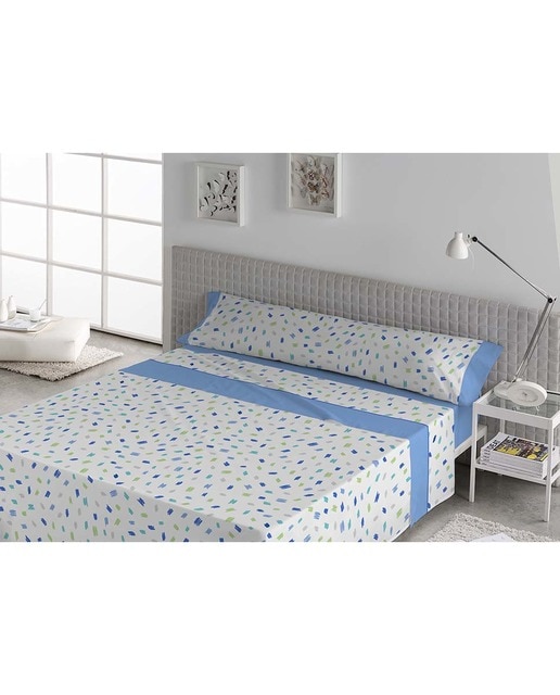 Imagen 0 de Juego de sábana tela karamelo 150 cm. jade azul