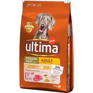 Medium Maxi Adult pienso para perros adultos medianos y grandes con buey bolsa 7,5 kg - Ultima