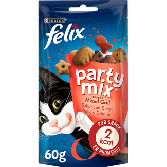 Party Mix snacks para gatos con buey pollo y salmón envase 60 g - Felix