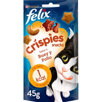 Crispies snacks para gatos con sabor a buey y pollo bolsa 45 g - Felix