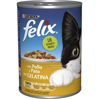 comida húmeda para gatos en gelatina con pollo y pato lata 400 g - Felix