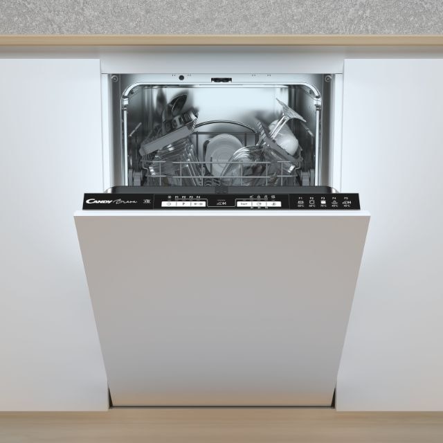 Máquina de Lavar Loiça Encastrável Candy Brava CDIH 2L1047 para 10 Talheres e de 45 cm - Painel Branco Preto-2