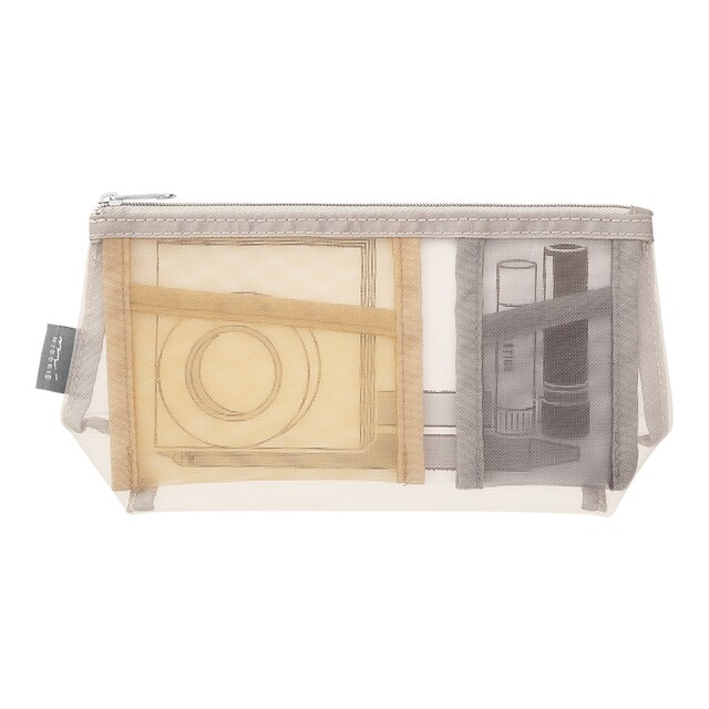 Imagem 0 de Estojo de Malha com Bolsos Interiores - Bege/Cinzento