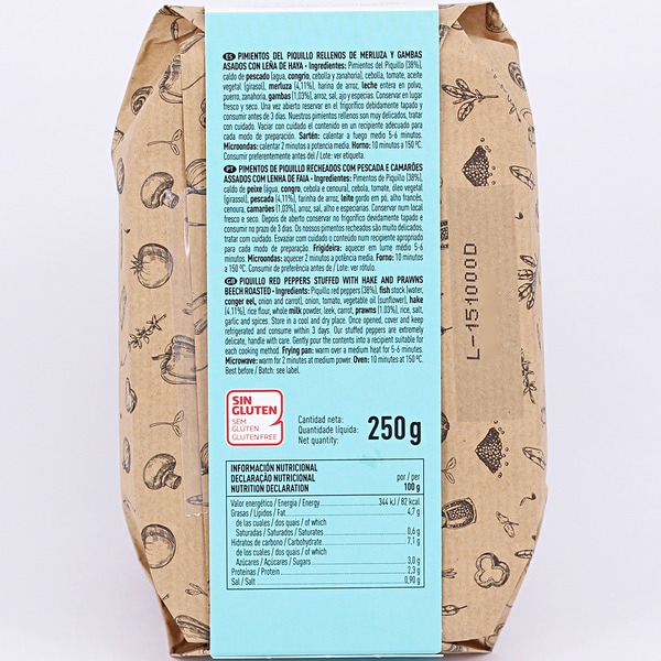 Piquillo-Paprika gefüllt mit Seehecht und Shrimps 4 Stück Dose 250 g