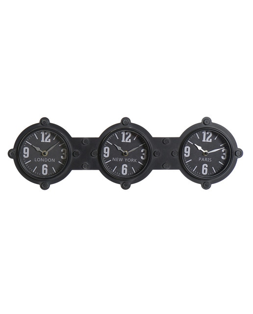 Imagen 0 de Reloj pared hierro cristal negro