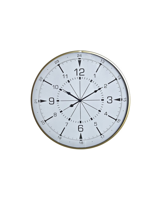 Imagen 0 de Reloj pared metal cristal brujula dorado
