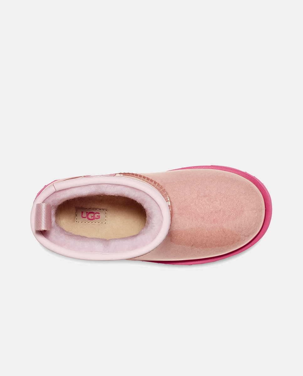 Botas Classic Clear Mini II Impermeáveis com Pelo de Borrego Interior Rosa-3