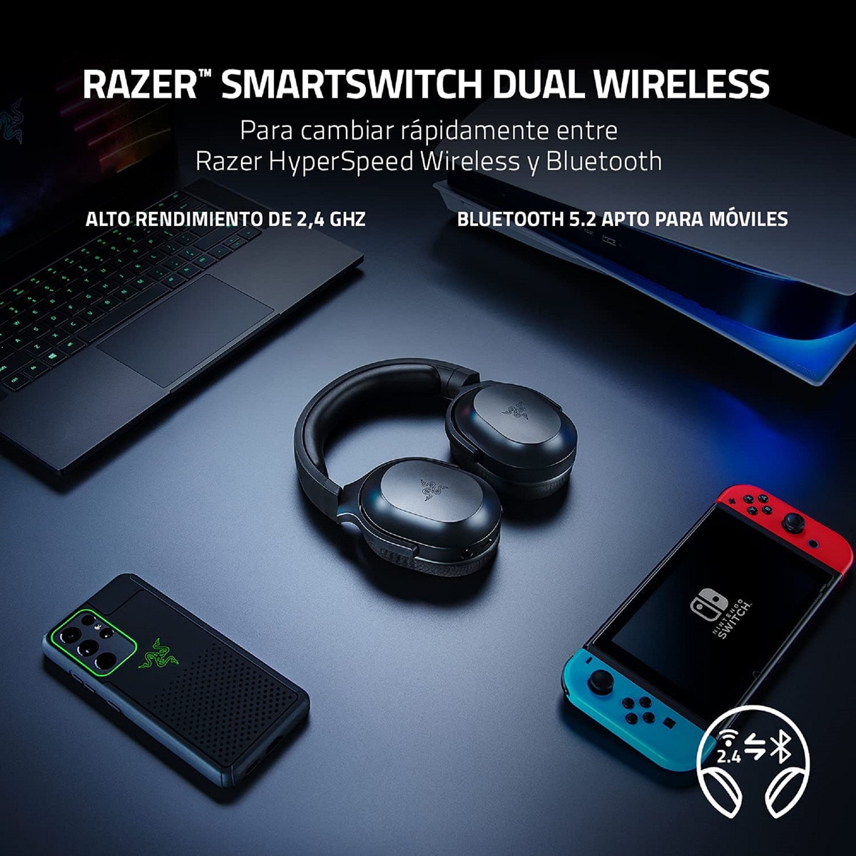 Auriculares Gaming con micrófono Razer Barracuda X 22 inalámbricos Negro-6