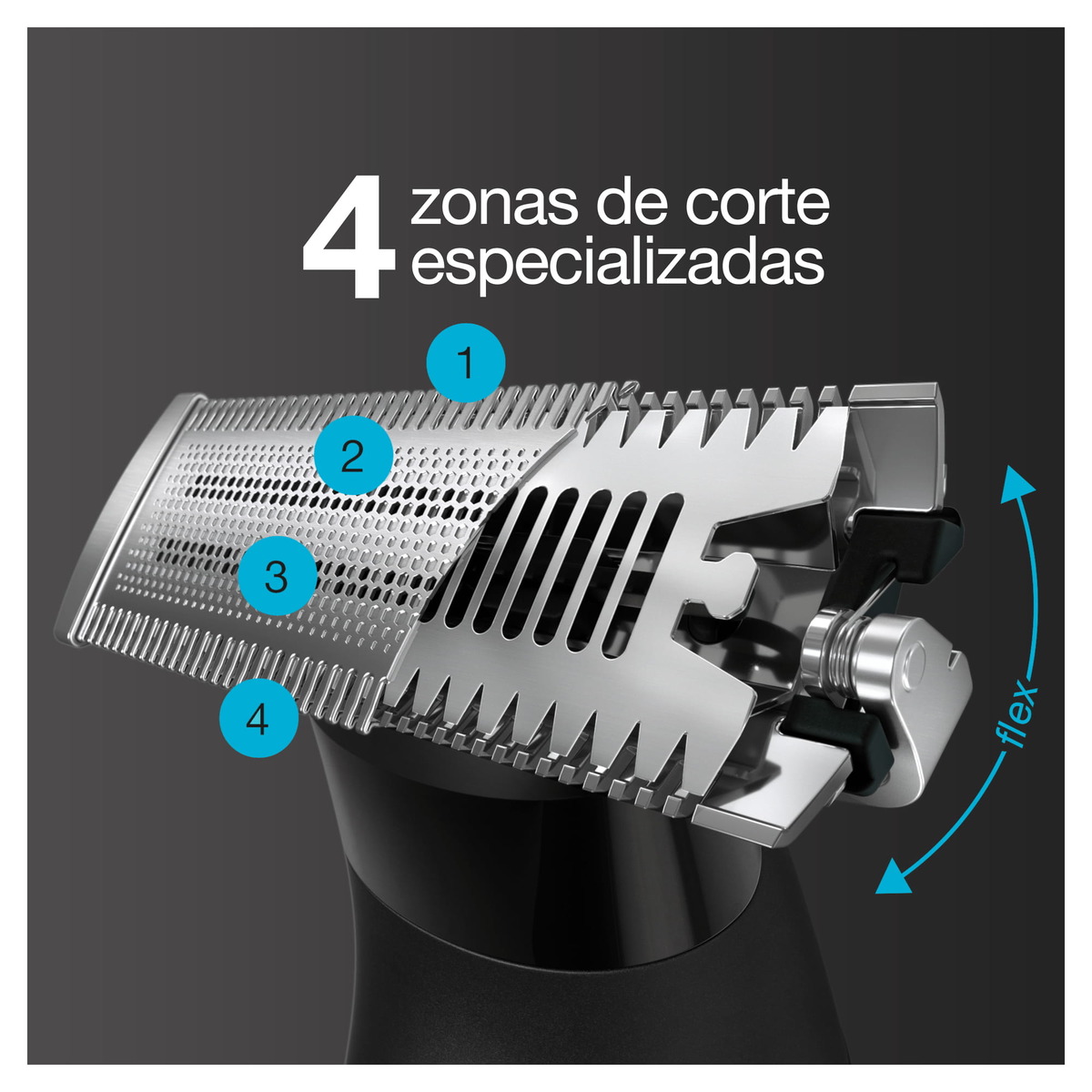 Recambio cabezal para recortadora de barba y afeitadora eléctrica Braun Series X XT20, lámina 4D con peine bidireccional y cabezal flexible Negro-5