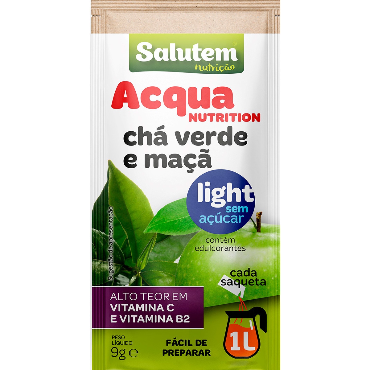 Acqua Nutrition Chá Verde e Maçã em saquetas embalagem 9 g