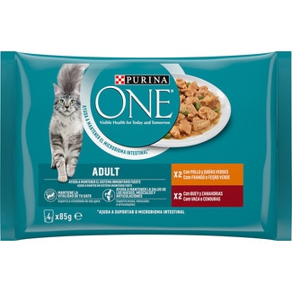 Comida Húmida para Gato Adulto Frango e Vaca Pack 4 unidades 4x85g embalagem - Purina One