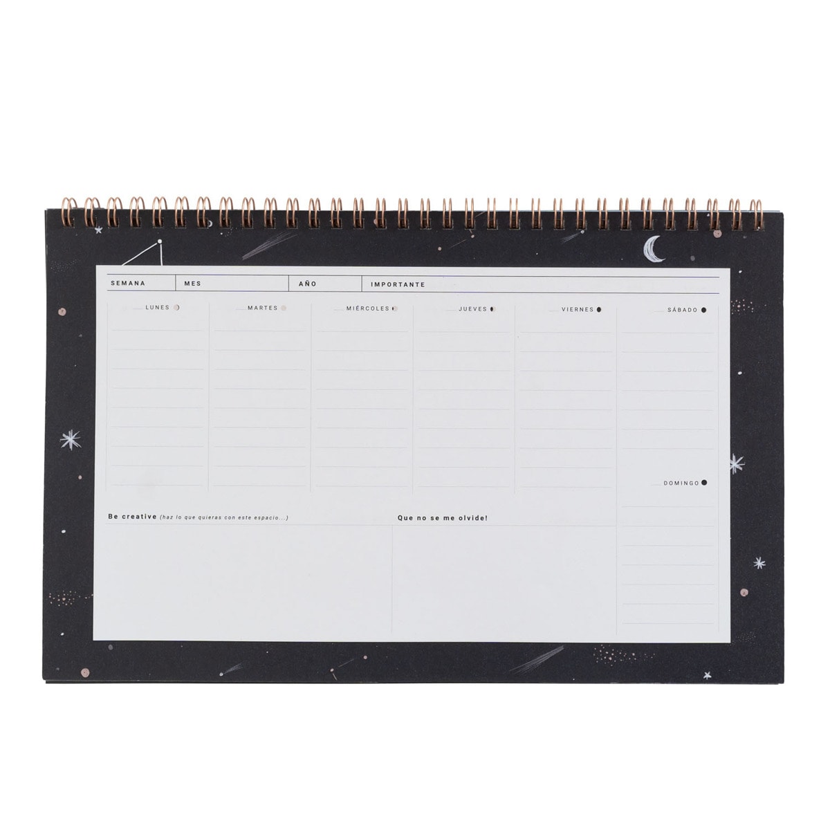 Organizador semanal Lua. Preto Preto-3
