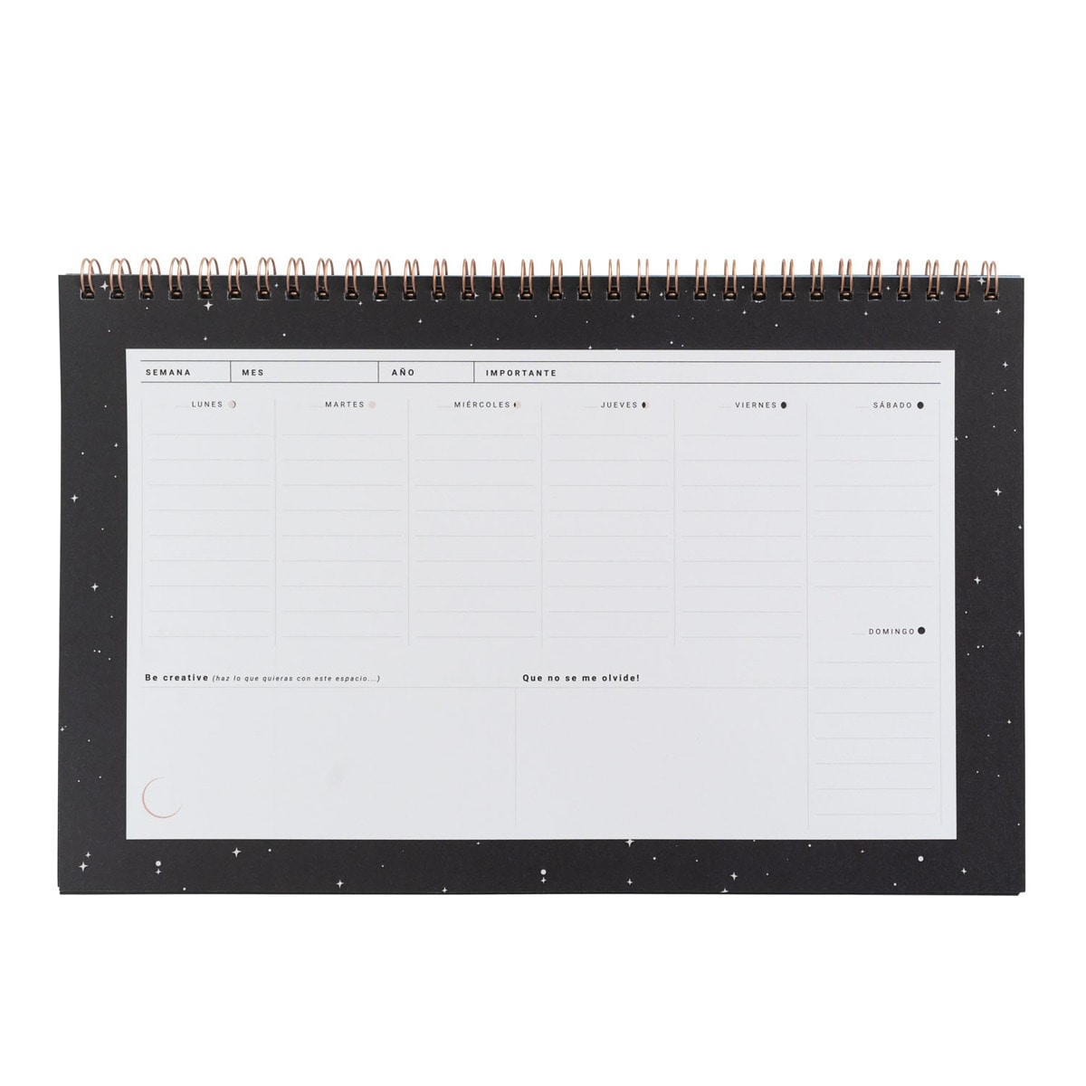 Organizador semanal Lua. Preto Preto-2