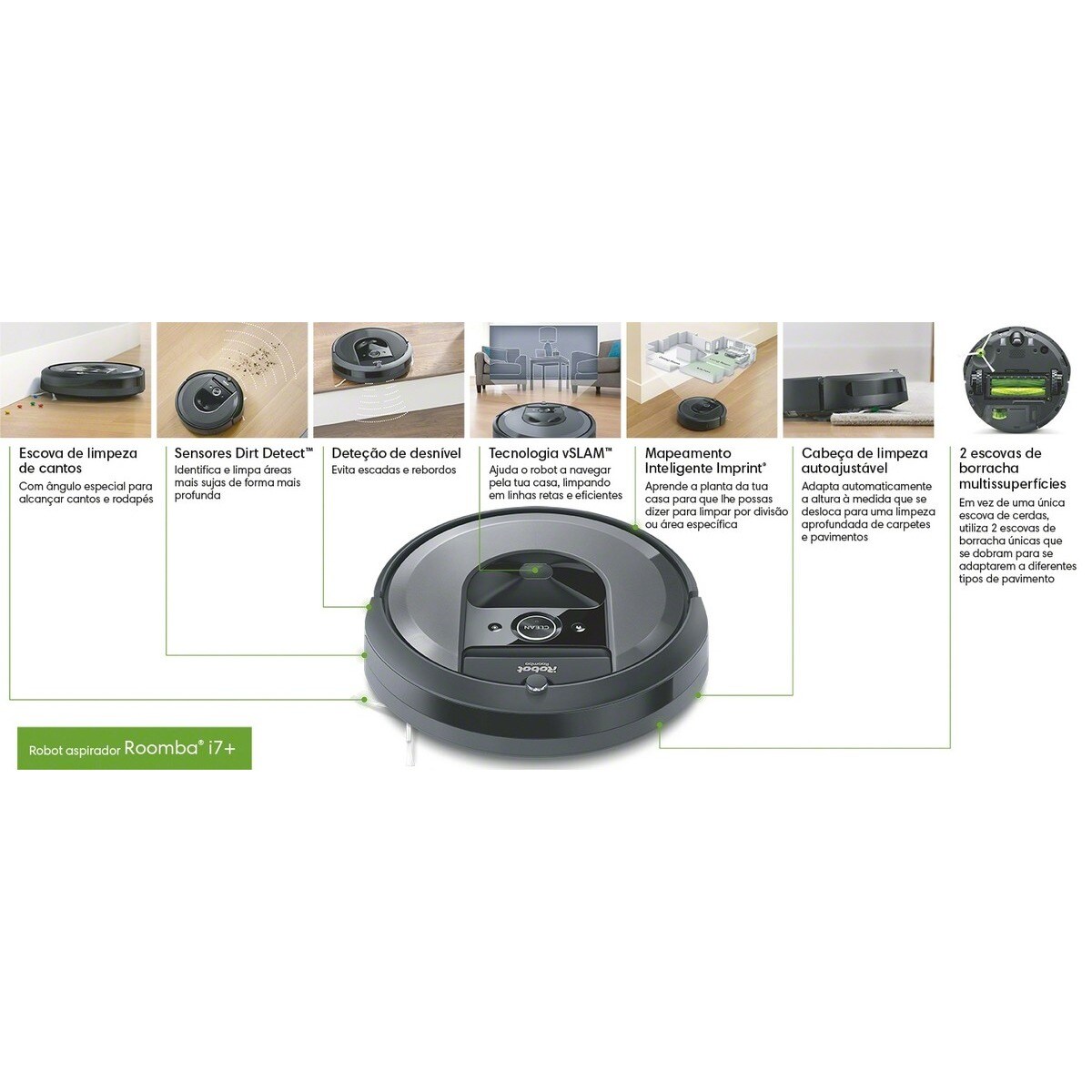 Robot Aspirador iRobot® Roomba® i7 Mapa Inteligente - Limpeza por Divisão - Limpeza Direcionada a Objeto - Sugestões Personalizadas Cinzento-2