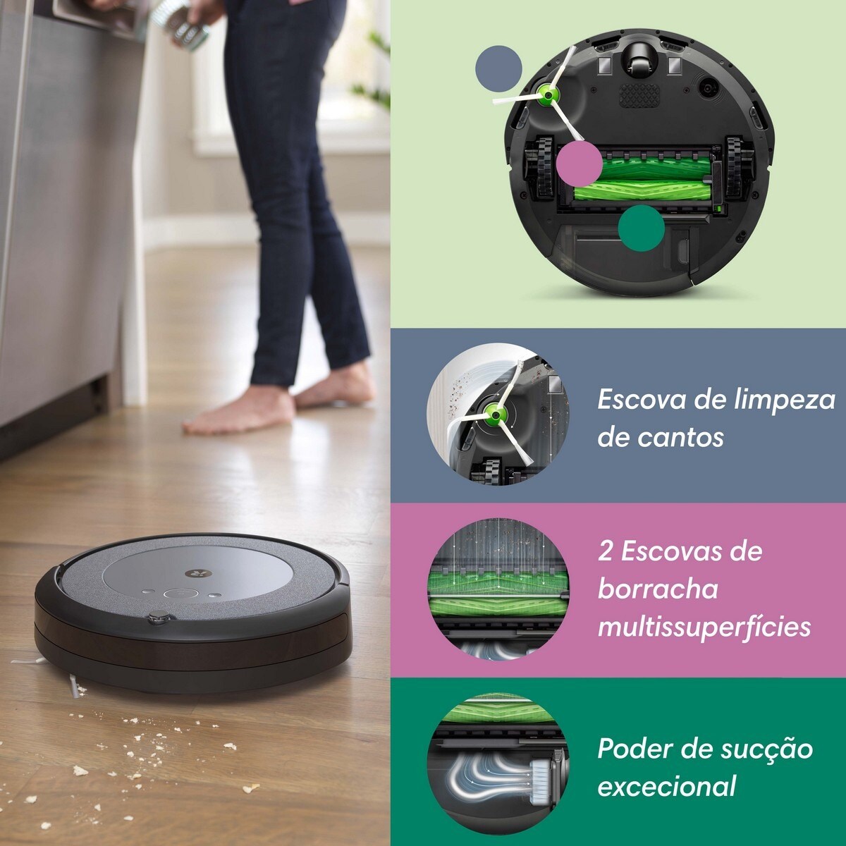 Robot Aspirador Roomba® i5+ Descarga Automática de Sujidade - com Mapa Inteligente - Limpeza por divisão - 2 Escovas de Borracha Multissuperfícies Cinzento-8