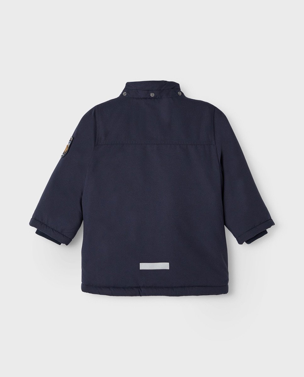 Parka Acolchoada com Capuz Desmontável Azul-marinho-4