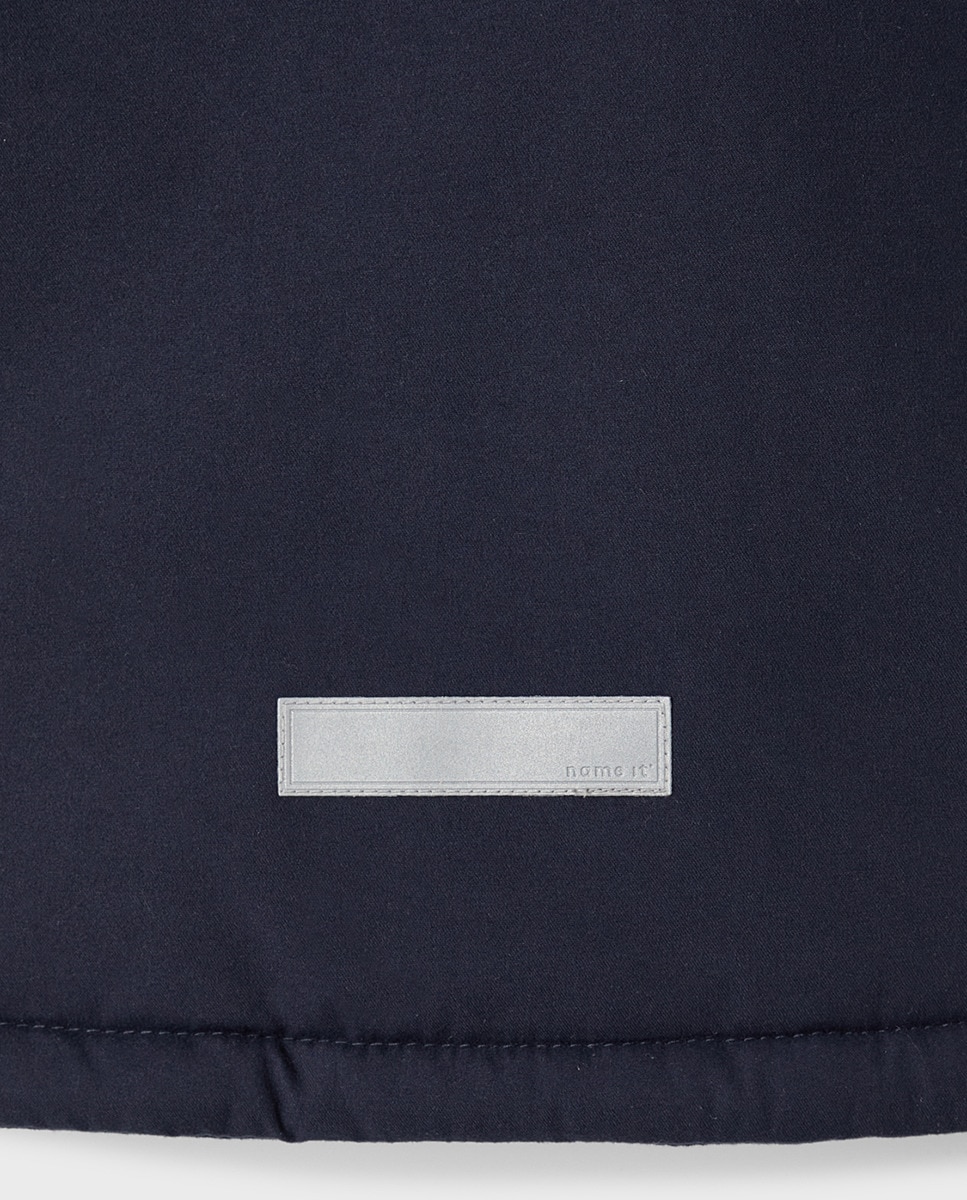 Parka Acolchoada com Capuz Desmontável Azul-marinho-3