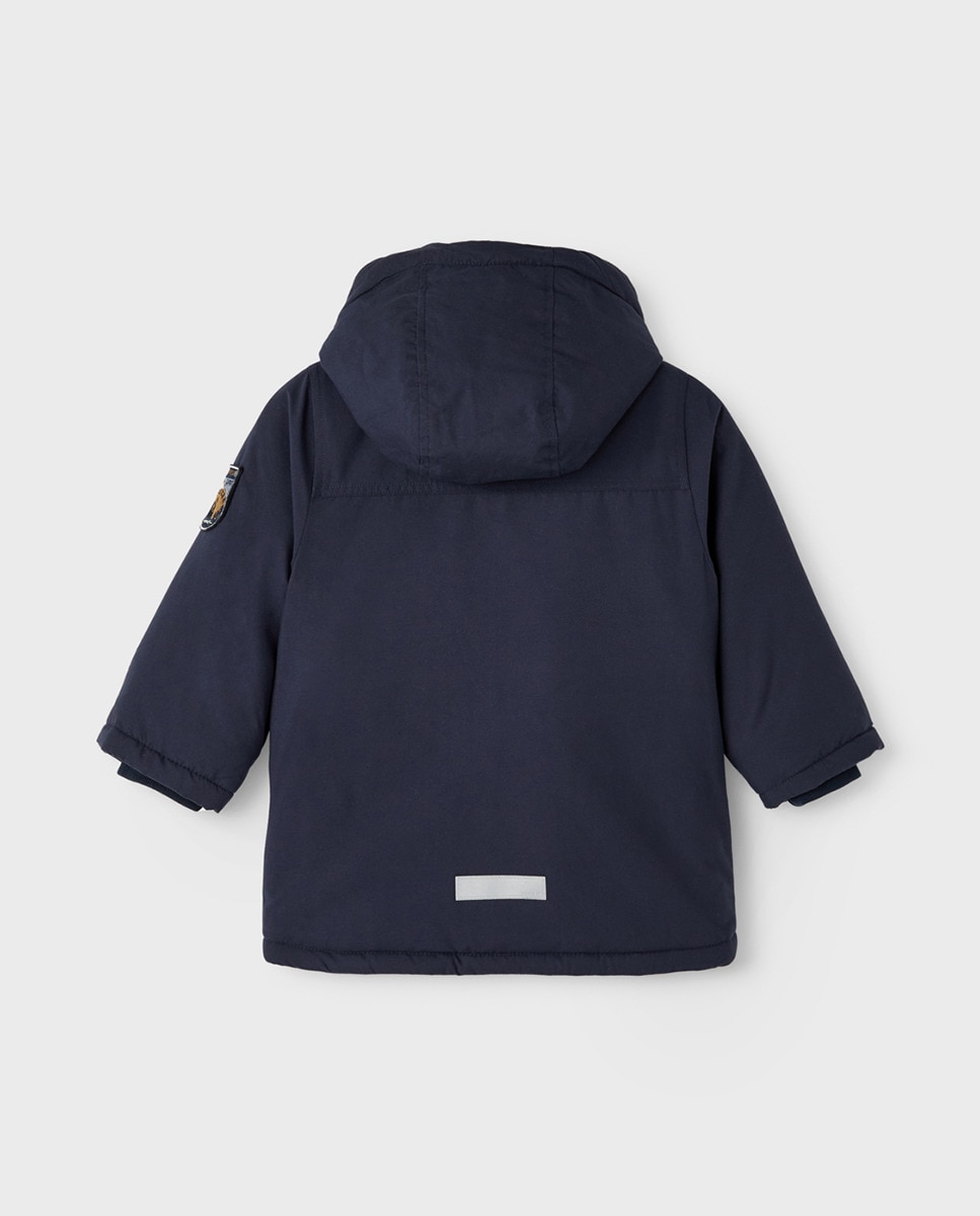 Parka Acolchoada com Capuz Desmontável Azul-marinho-2