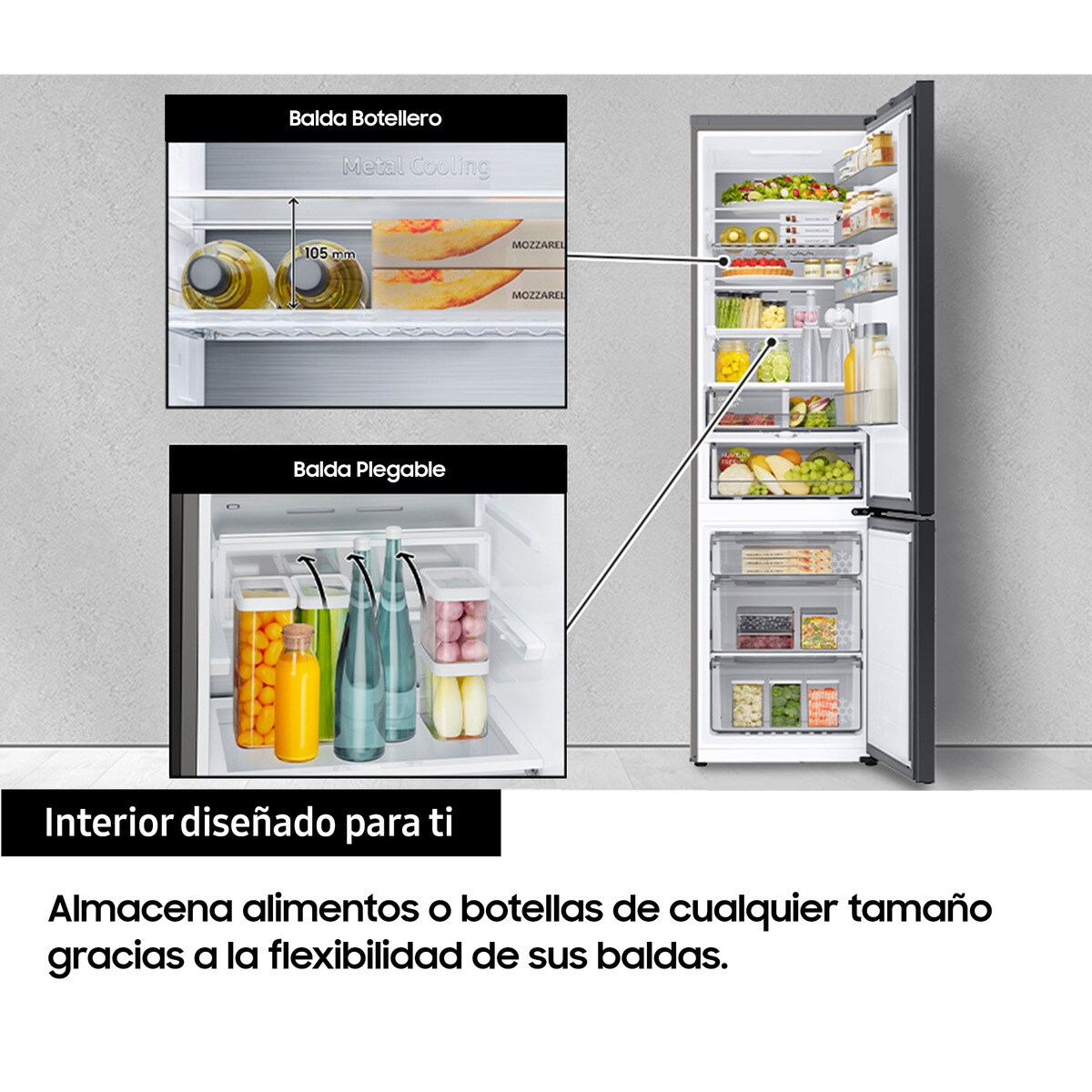 Frigorífico Combinado Samsung Bespoke RB38C7B6AS9 No Frost Wi-Fi de 203 cm - Inox Inox-7