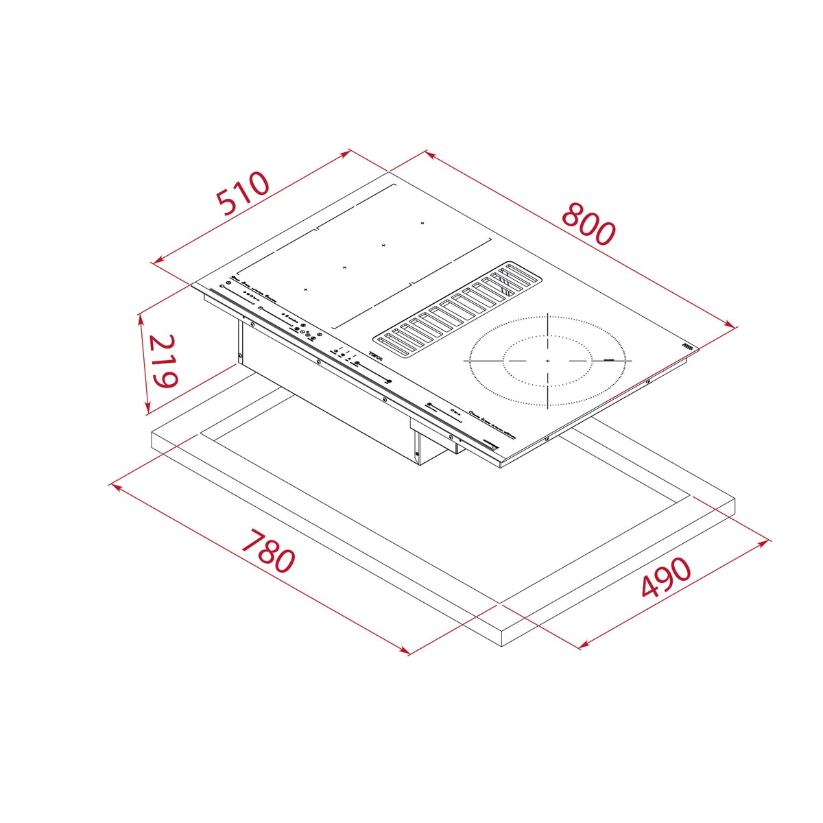 Placa de Indução com Exaustor Integrado Teka AFC 85628 MST BK de 4 Zonas e de 79 cm - Preto Preto-2