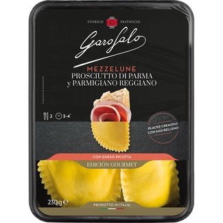 pasta fresca mezzelune relleno de prosciutto di Parma y Parmigiano Reggiano 2 raciones envase 230 g - Garofalo