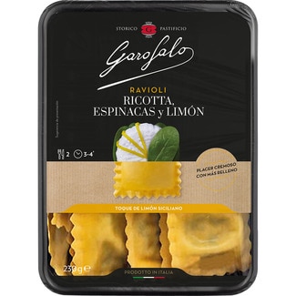 pasta fresca ravioli relleno de espinacas con ricotta, espinacas y limón 2 raciones envase 230 g - Garofalo