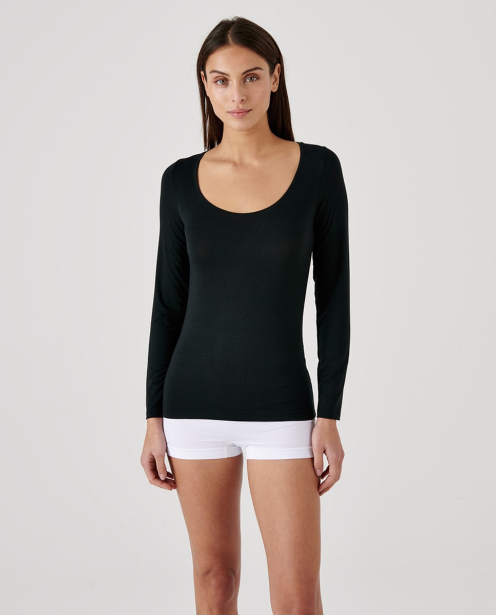 Camisola de Manga Comprida Invisible Preto-5