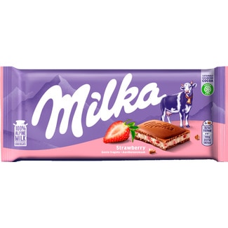Chocolate de Leite Recheado com Iogurte de Morango embalagem 100 g - Milka