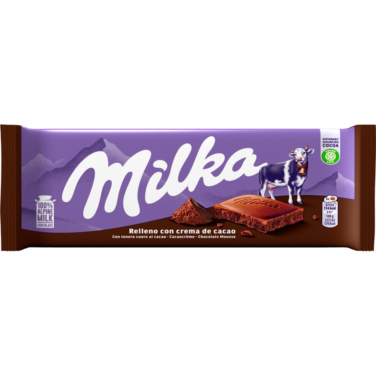 Chocolate de Leite com Recheio de Creme de Cacau embalagem 100 g