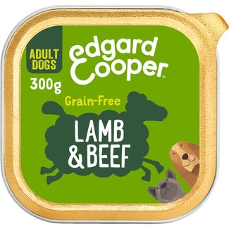 comida húmeda para perros adultos con vacuno y cordero Grain Free tarrina 300 g - Edgard&cooper