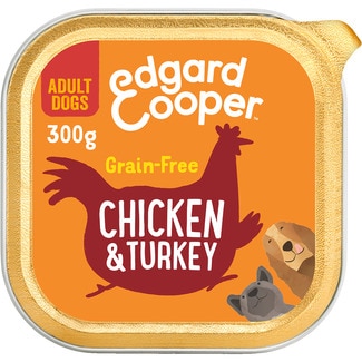 comida húmeda para perros adultos con pollo y pavo Grain Free tarrina 300 g - Edgard&cooper