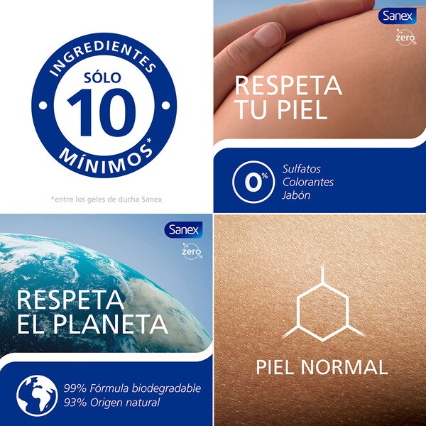 Zero shower gel 0 sulphates, colourings and soap for normal skin