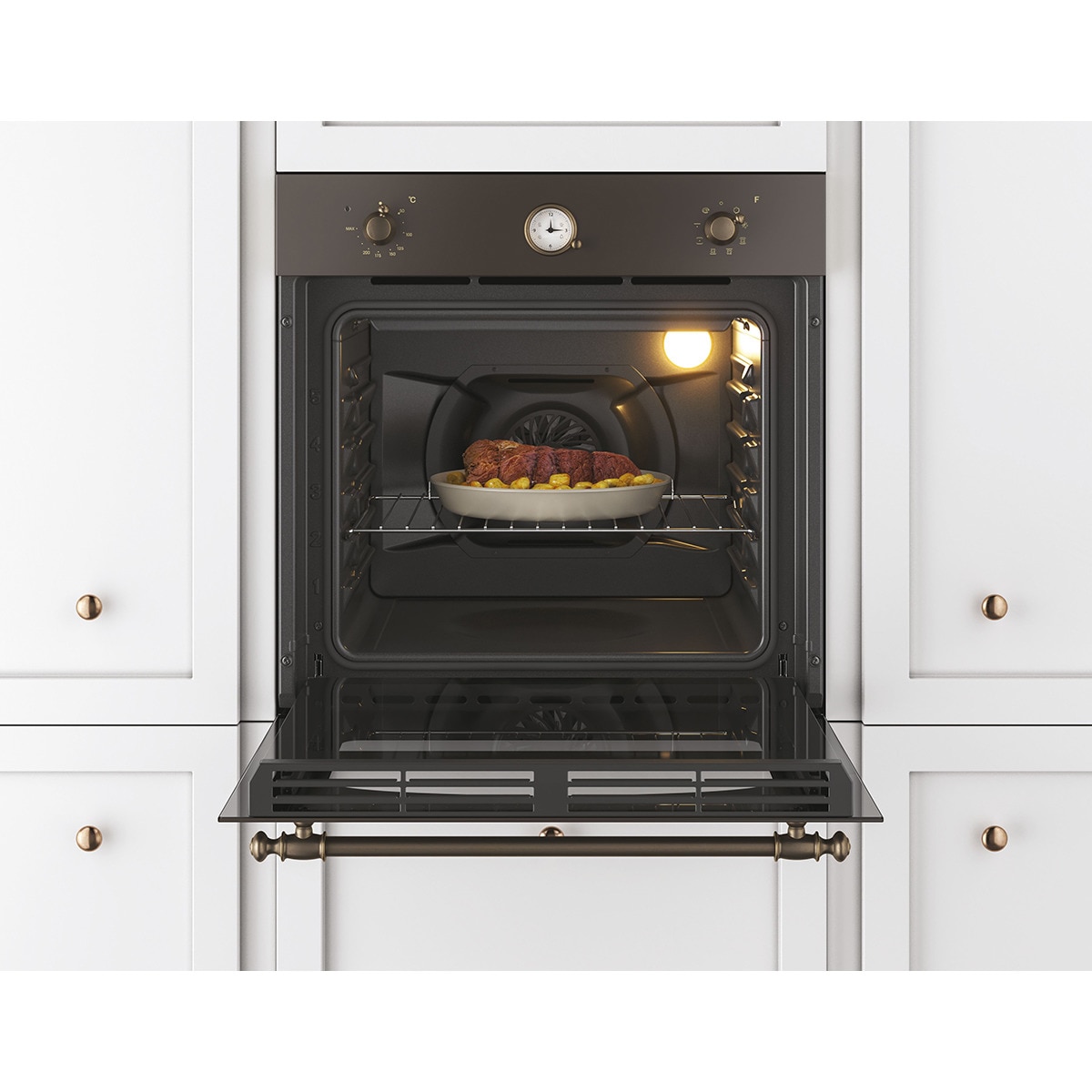 Horno multifunción Candy con 8 funciones estilo vintage - FCC604RA/E Marrón-5