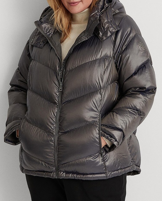 Imagen 0 de Plumífero de mujer talla grande largo con capucha