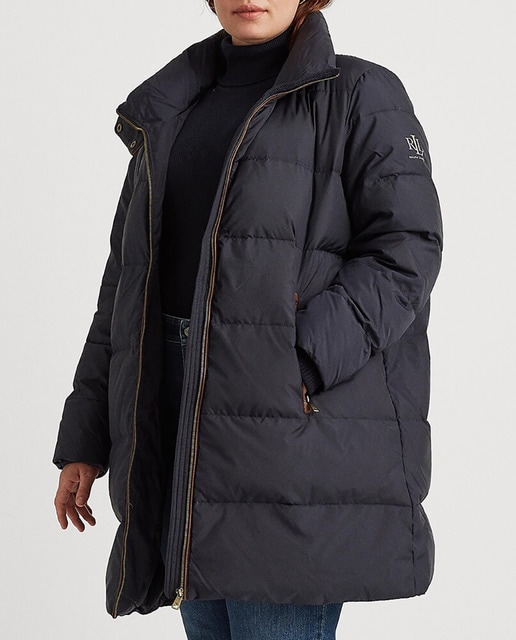 Imagen 0 de Plumífero de mujer talla grande largo con cuello alto