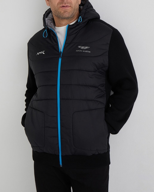 Imagen 0 de Chaqueta de hombre hibrida con capucha negra Aston Martin tallas grandes