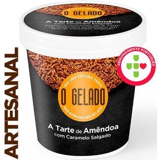 Gelado com Pedaços de Tarte de Amêndoa e Caramelo Salgado embalagem 460 ml - O Gelado