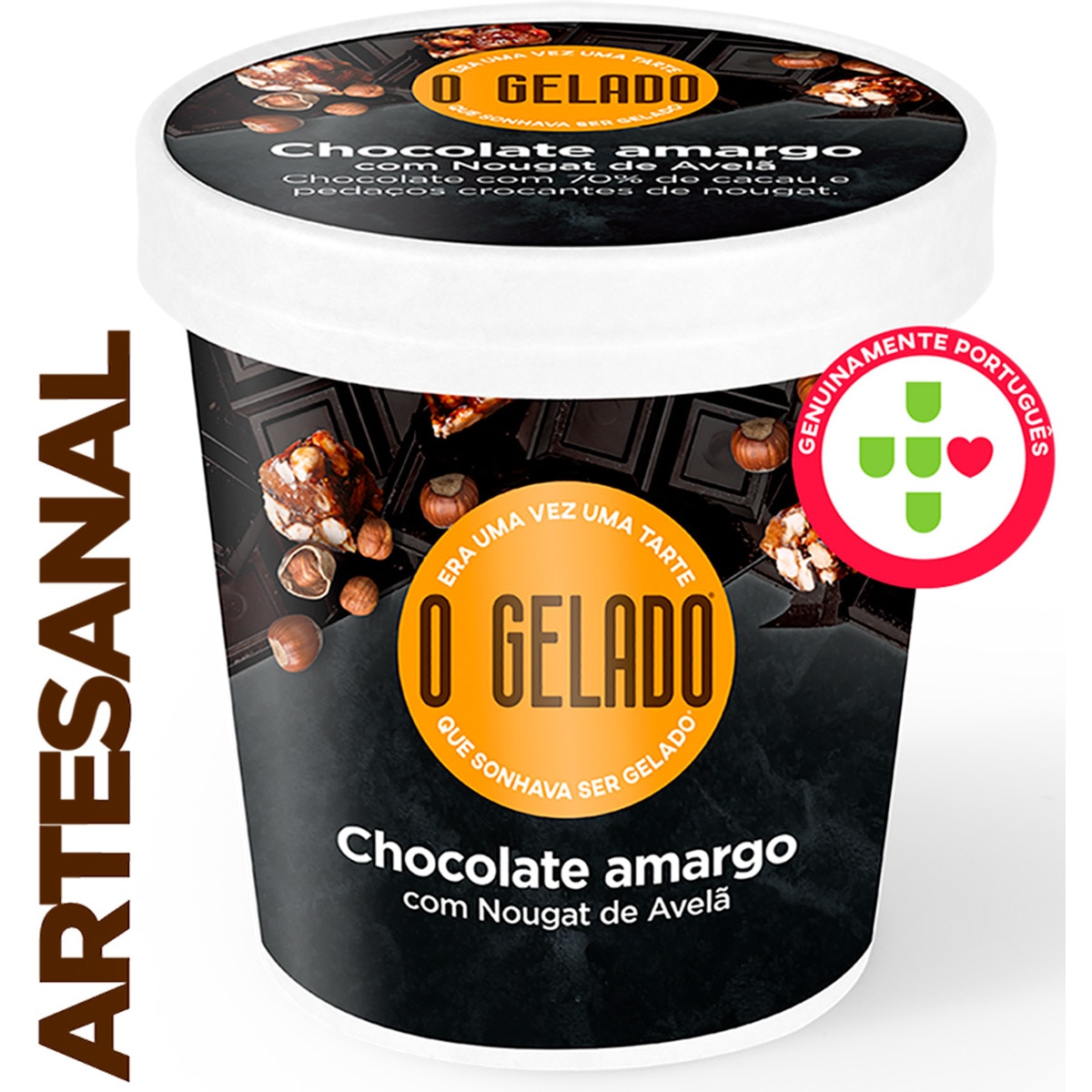 Gelado de Chocolate Amargo com Nougat de Avelã embalagem 460 ml