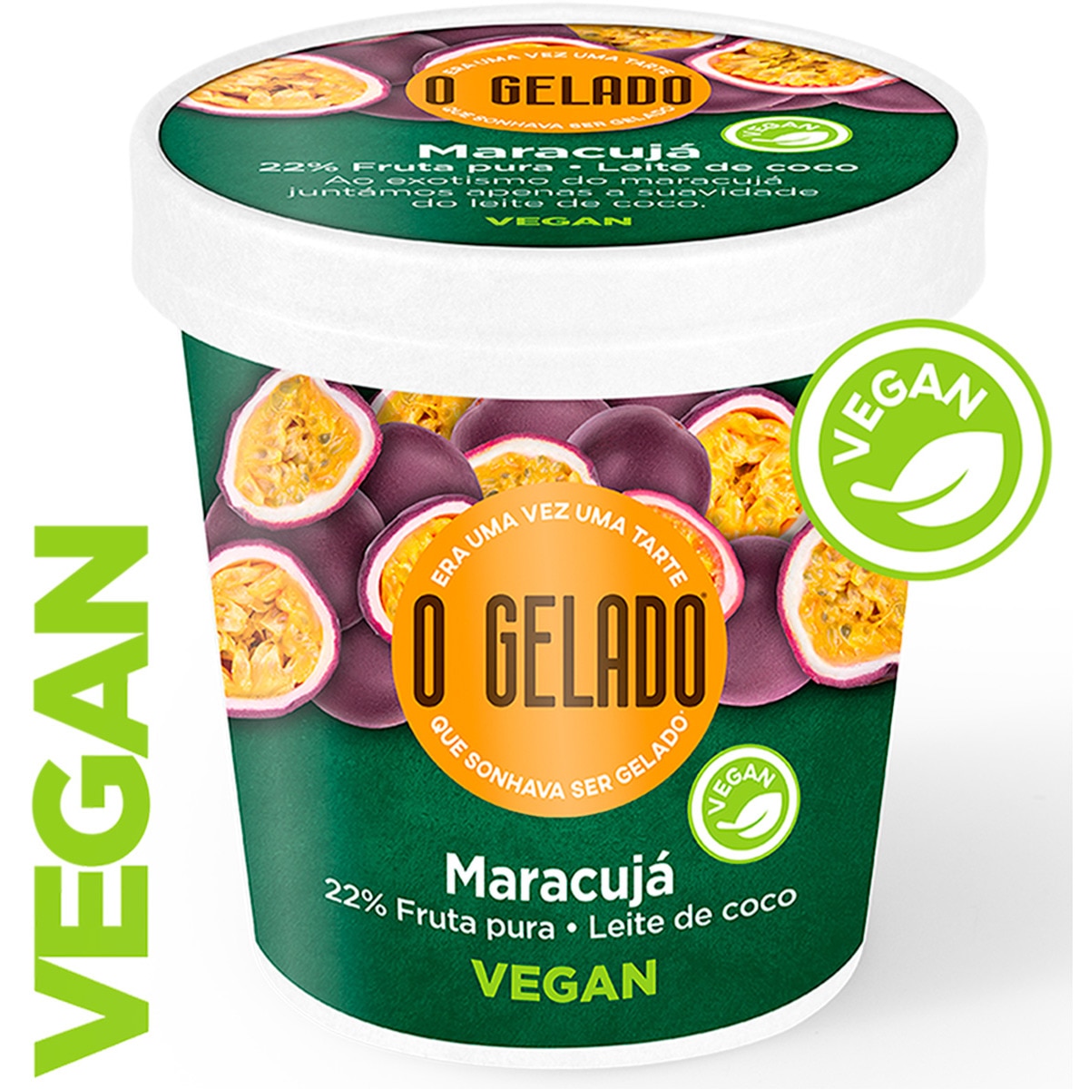 Gelado de Maracujá 22% com Leite de Coco Vegan embalagem 460 ml