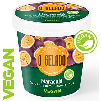 Gelado de Maracujá 22% com Leite de Coco Vegan embalagem 460 ml - O Gelado