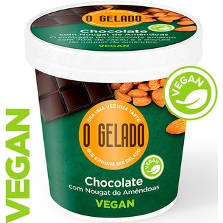 Gelado á Base de Vegetal Chocolate com Nougat e Amêndoa copo 460 ml - O Gelado