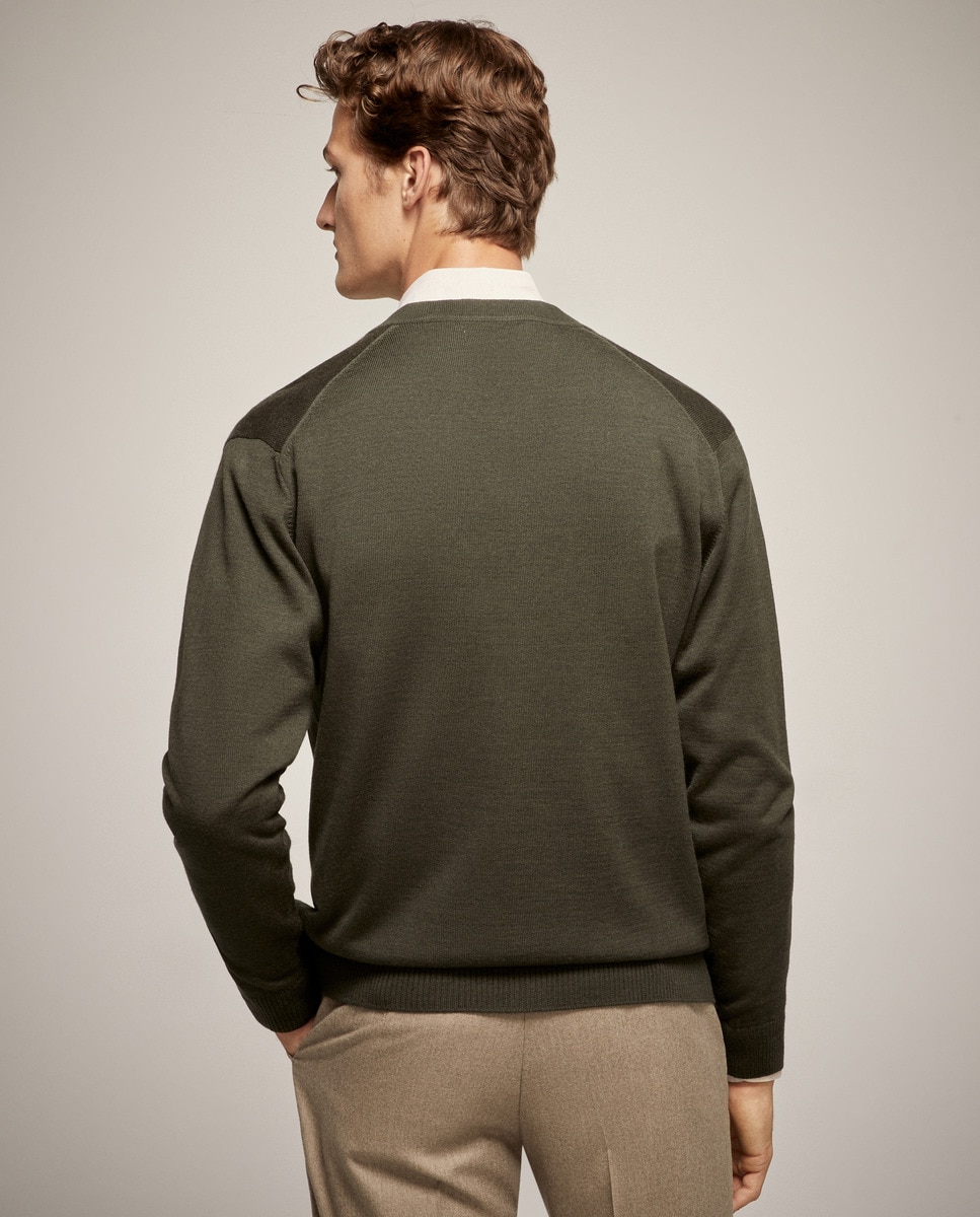 Cardigan com Gola Semi Cisne Verde-escuro-6